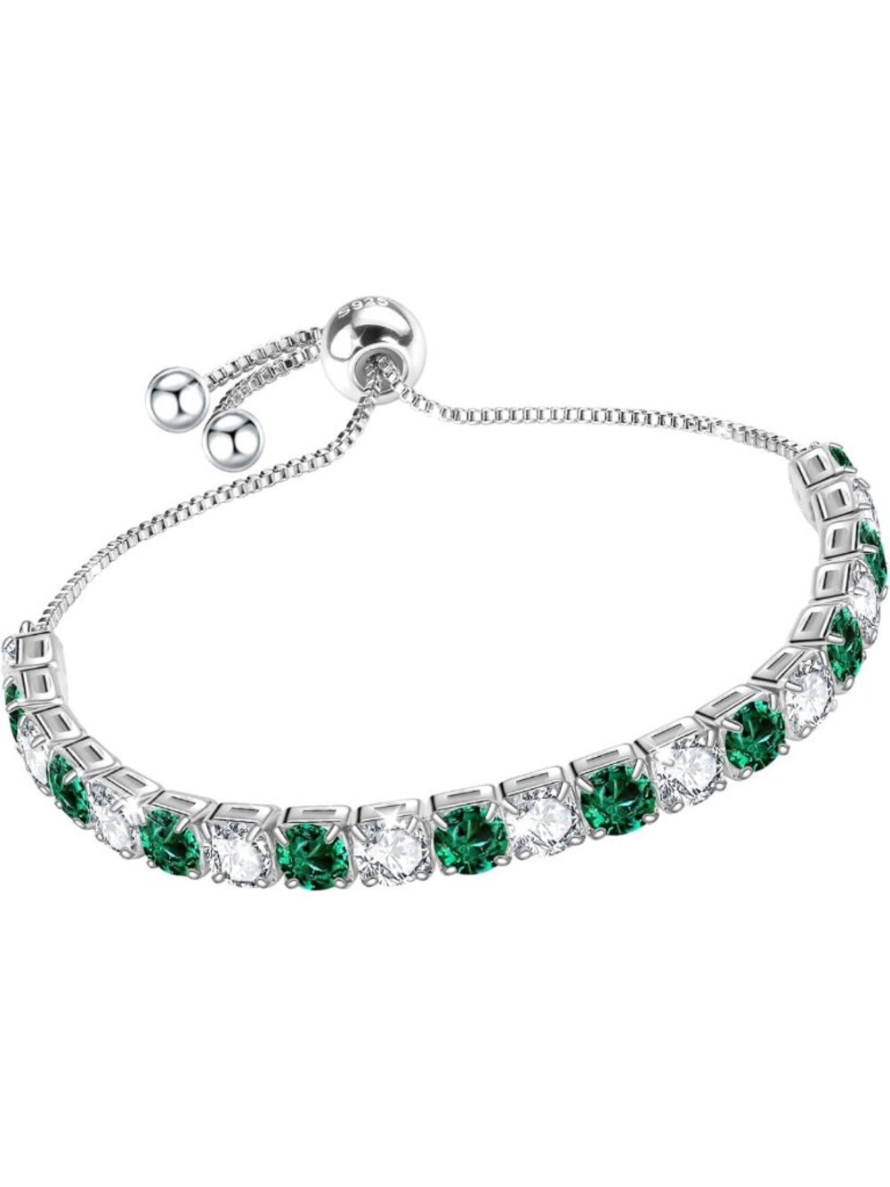 Sparkling Silver Tennis Bracelet with 5A Cubic Zirconia, Adjustable Gift for